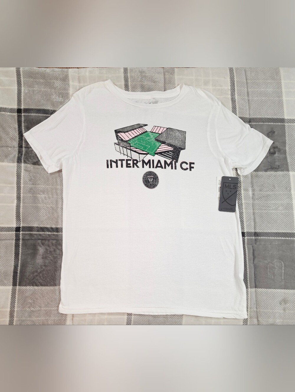 Inter Miami CF Crewneck Tee - White with Pink & Green Graphic(250F-47)